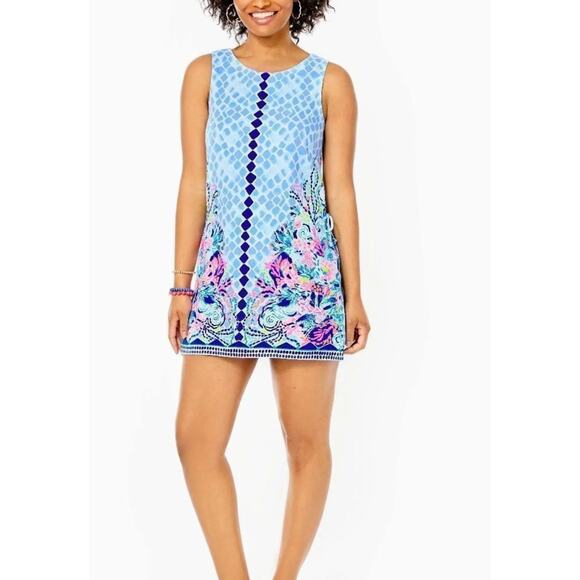 0 Lilly Pulitzer Donna Romper Multi Hidden Treasure Blue Print Romper NWT - Picture 1 of 6